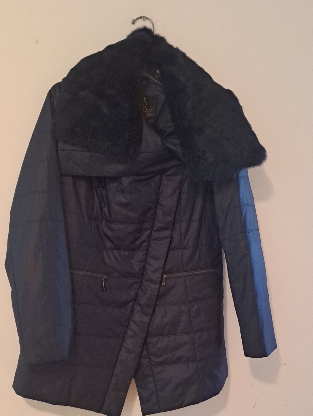 Quilted Puffer Coat with Faux Fur Collar